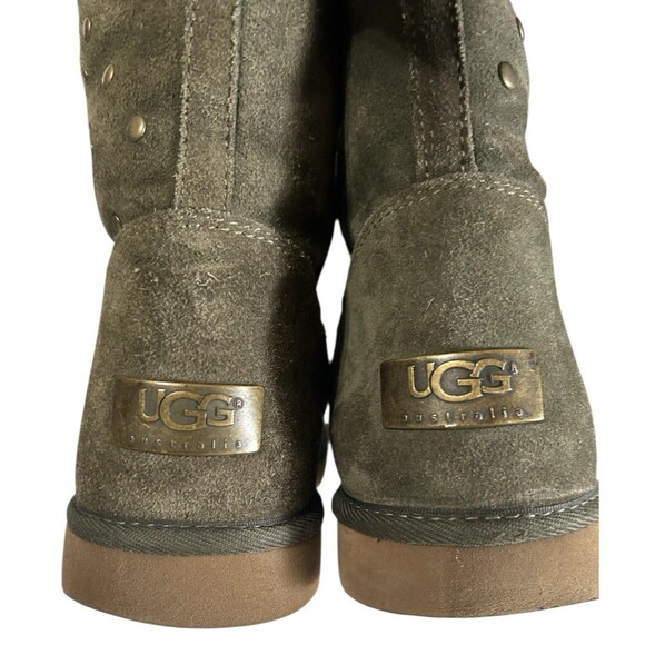 Ugg Rock Star Womens Studded Olive Green Suede Shearling Knee High Boots Sz 8 - Picture 7 of 13